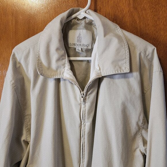 Men's Large London Fog Cream Zip Up Soft Shell Windbreaker Jacket - Picture 1 of 9